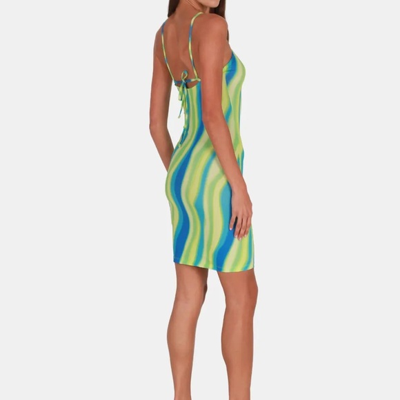 BNWOT New | OW Collection MIA DRESS LIME & BLUE SIZE SMALL - Picture 2 of 6